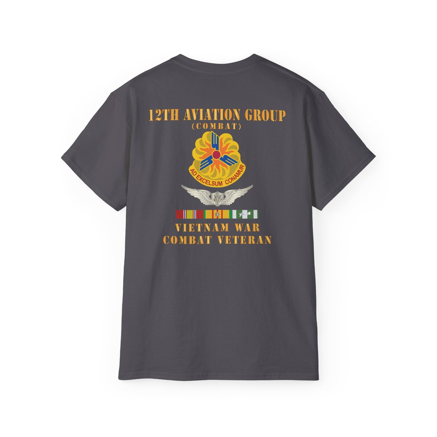 Unisex Ultra Cotton Tee - Army - 12th  AVN Group, Combat -  DUI - Aircrew, Vietnam War - Veteran VN SVC X 300