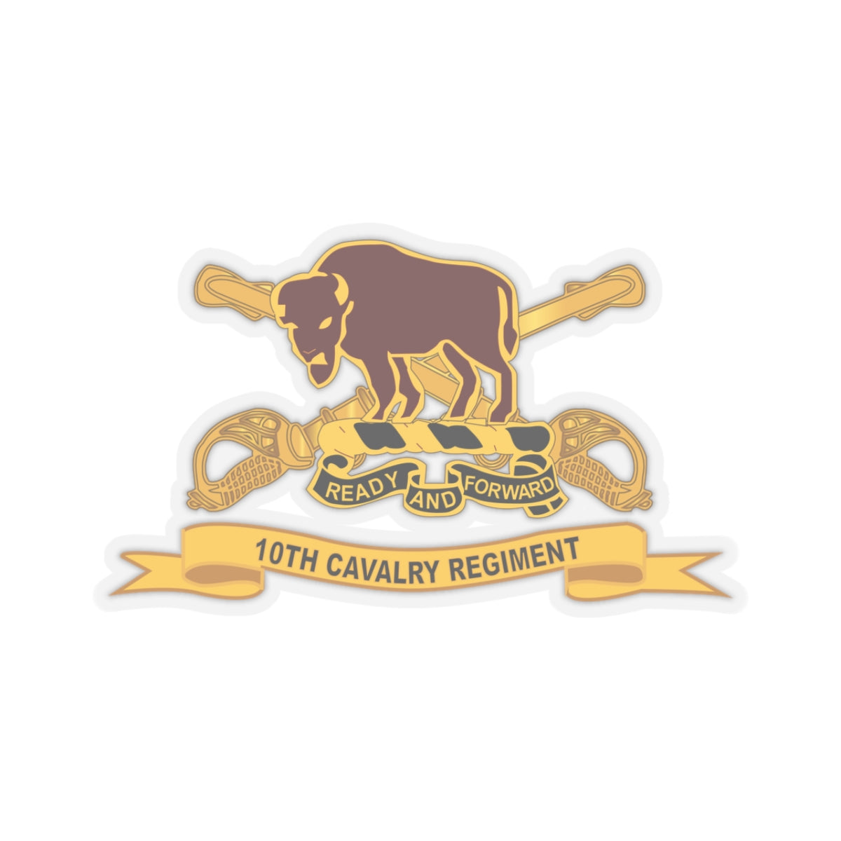 Kiss-Cut Stickers - 10th Cavalry Regiment w Br - Ribbon