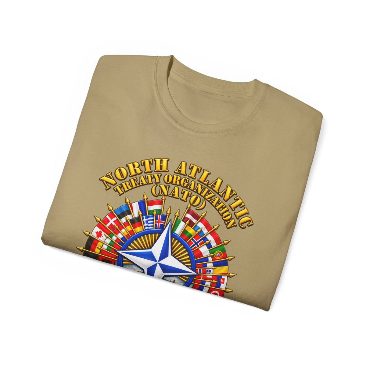 Unisex Ultra Cotton Tee - NATO - Polished NATO Veteran - with flags - Military Scene - 3D - Transparent