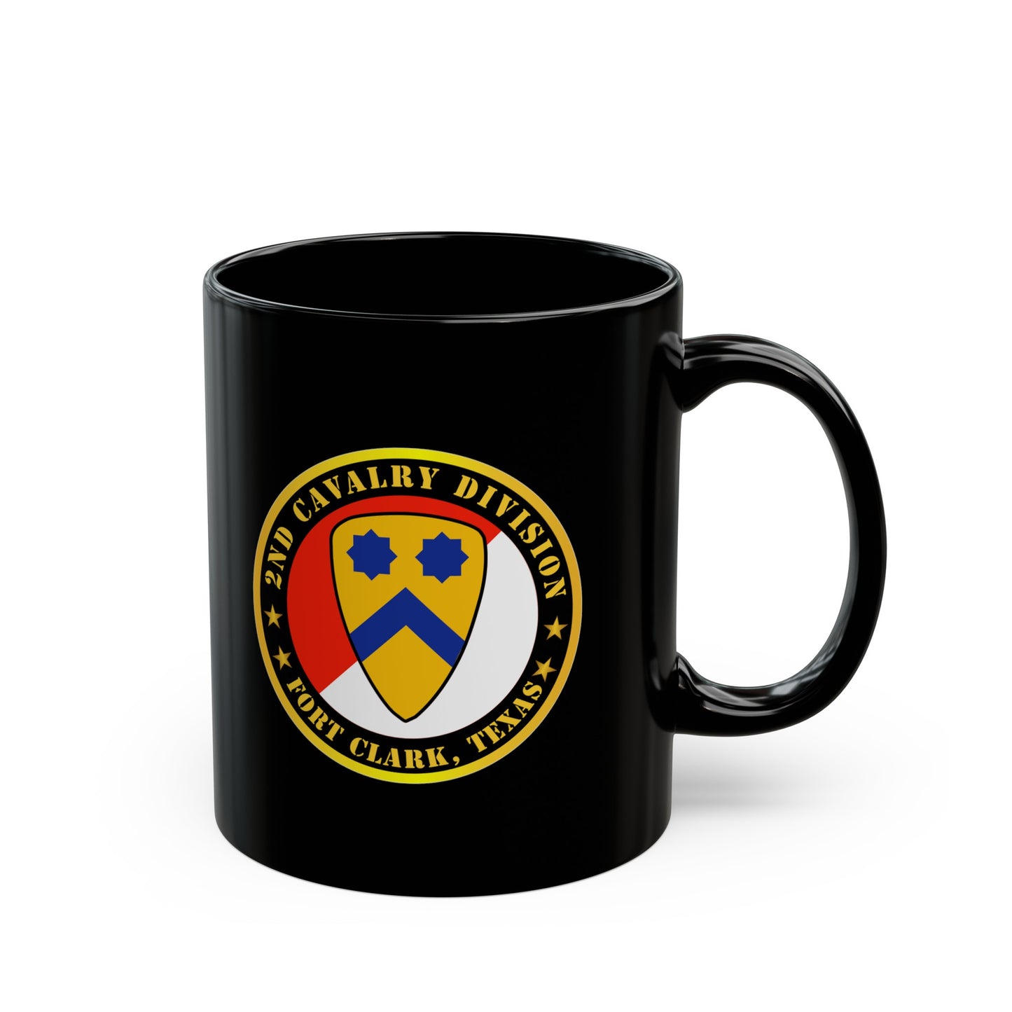Black Mug 15oz - Army - 2nd Cavalry Division - Fort Clark TX