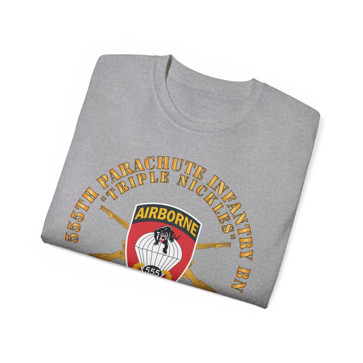 Unisex Ultra Cotton Tee - 555th Infantry Parachute Bn SSI - Triple Nickles - WWII w Infantry Branch