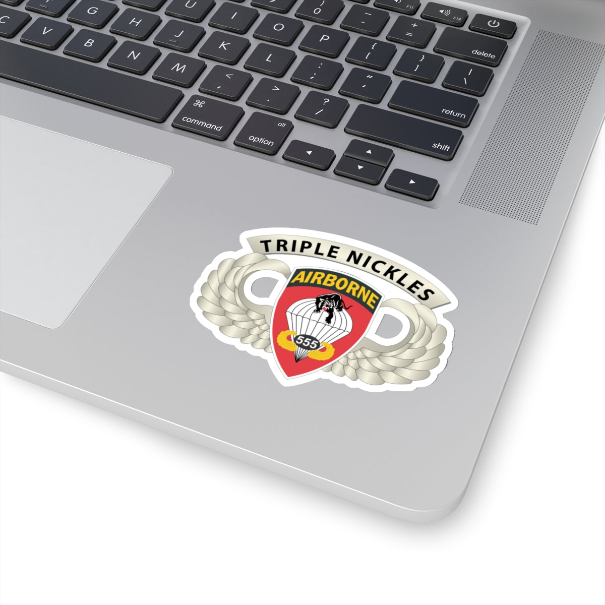 Kiss-Cut Stickers - Army - Airborne Badge - 555th Parachute Infantry Bn - SSI w  Triple NIckles Tab X 300