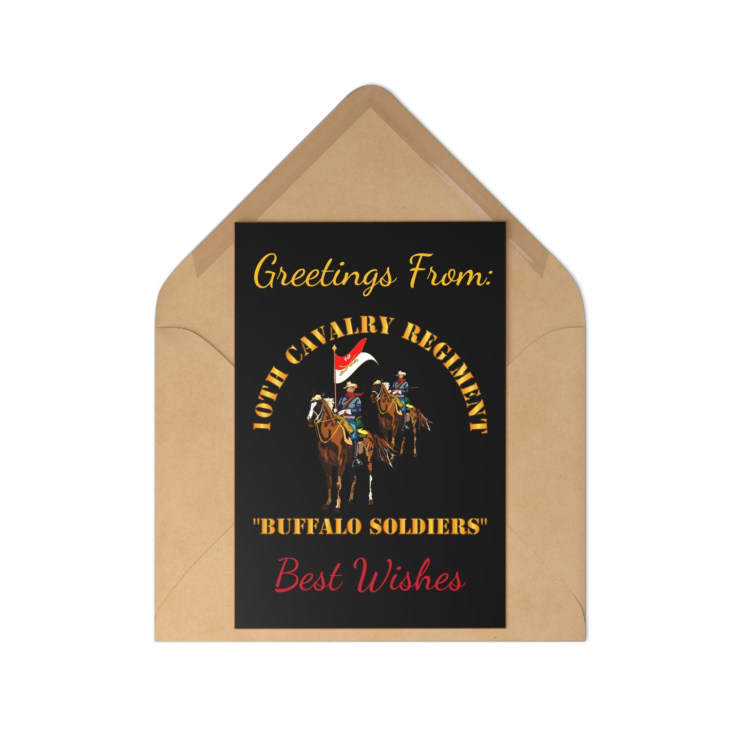 Postcards (7 pcs) - Greetings from: 10th Cavalry Regiment w Cavalrymen "BUFFALO SOLDIERS" - Best Wishes