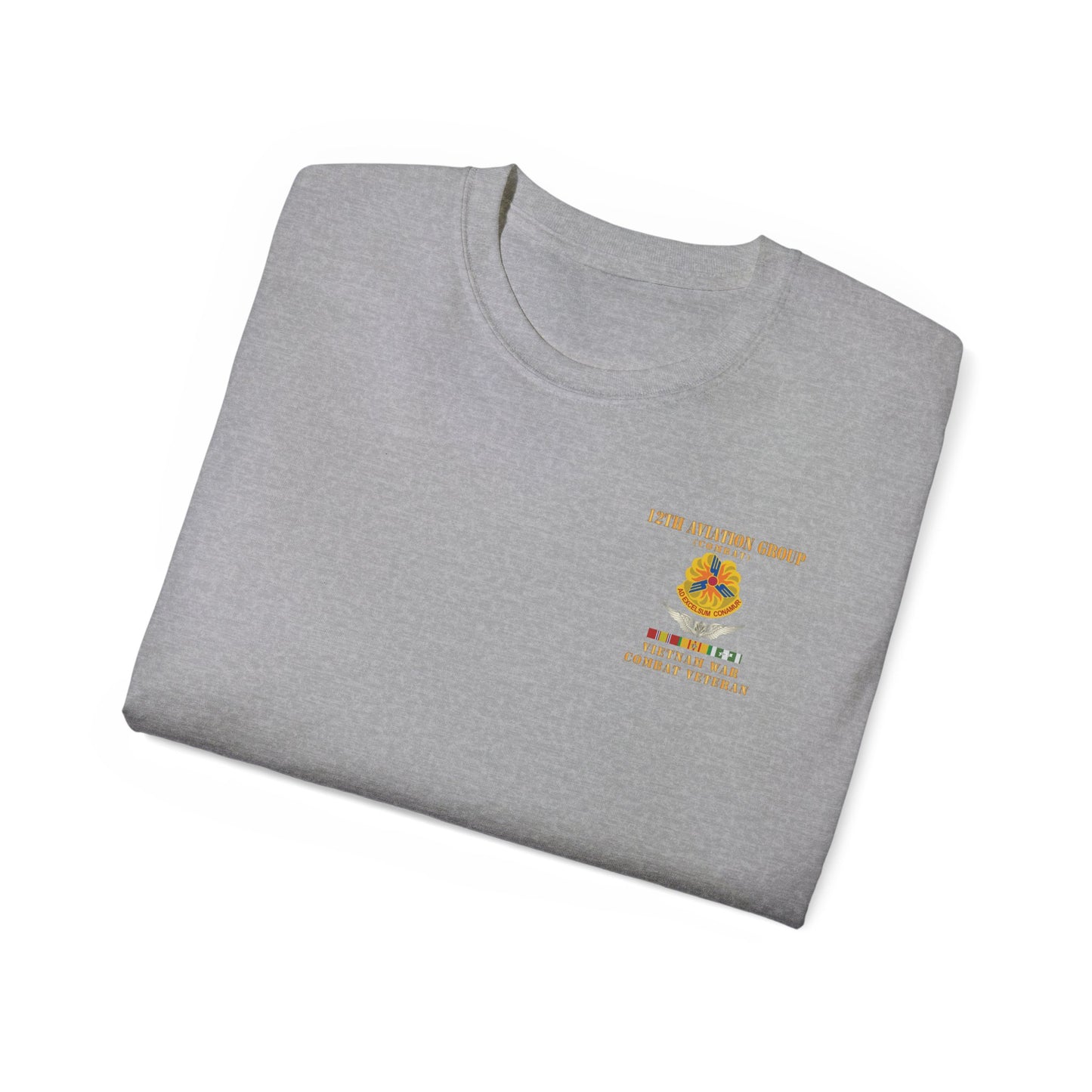Unisex Ultra Cotton Tee - Army - 12th  AVN Group, Combat -  DUI - Aircrew, Vietnam War - Veteran VN SVC X 300
