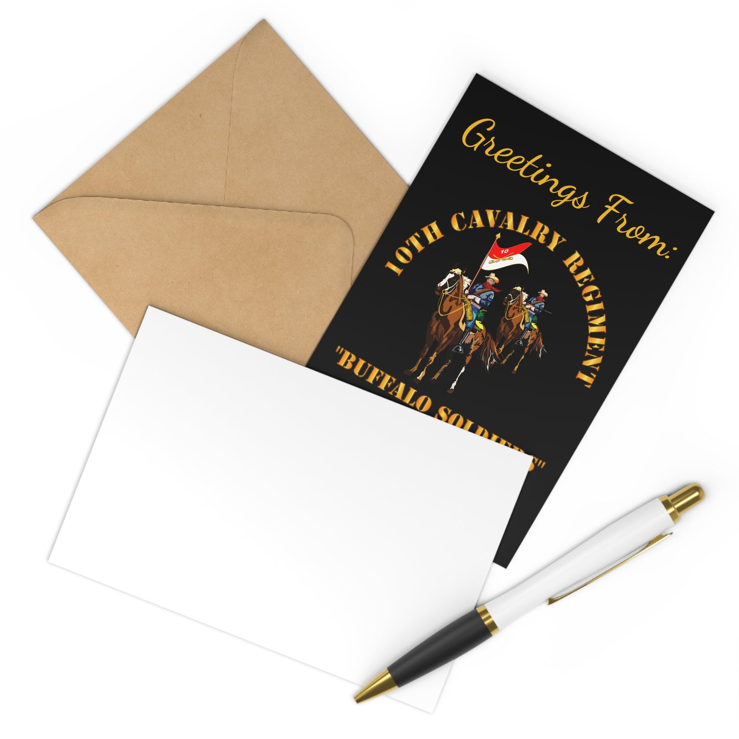 Postcards (7 pcs) - Greetings from: 10th Cavalry Regiment w Cavalrymen "BUFFALO SOLDIERS" - Best Wishes