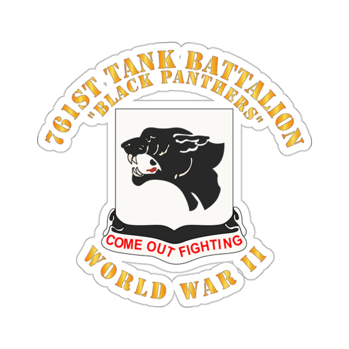 Kiss-Cut Stickers - Army - 761st Tank Battalion - Black Panthers - WWII