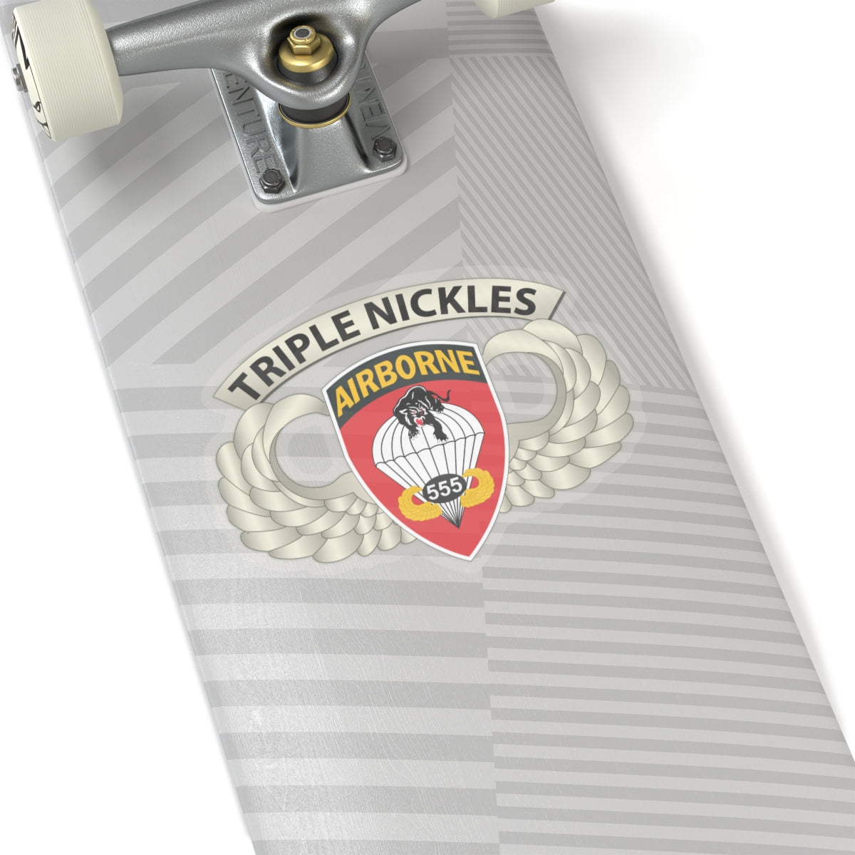 Kiss-Cut Stickers - Army - Airborne Badge - 555th Parachute Infantry Bn - SSI w Triple NicklesTab X 300