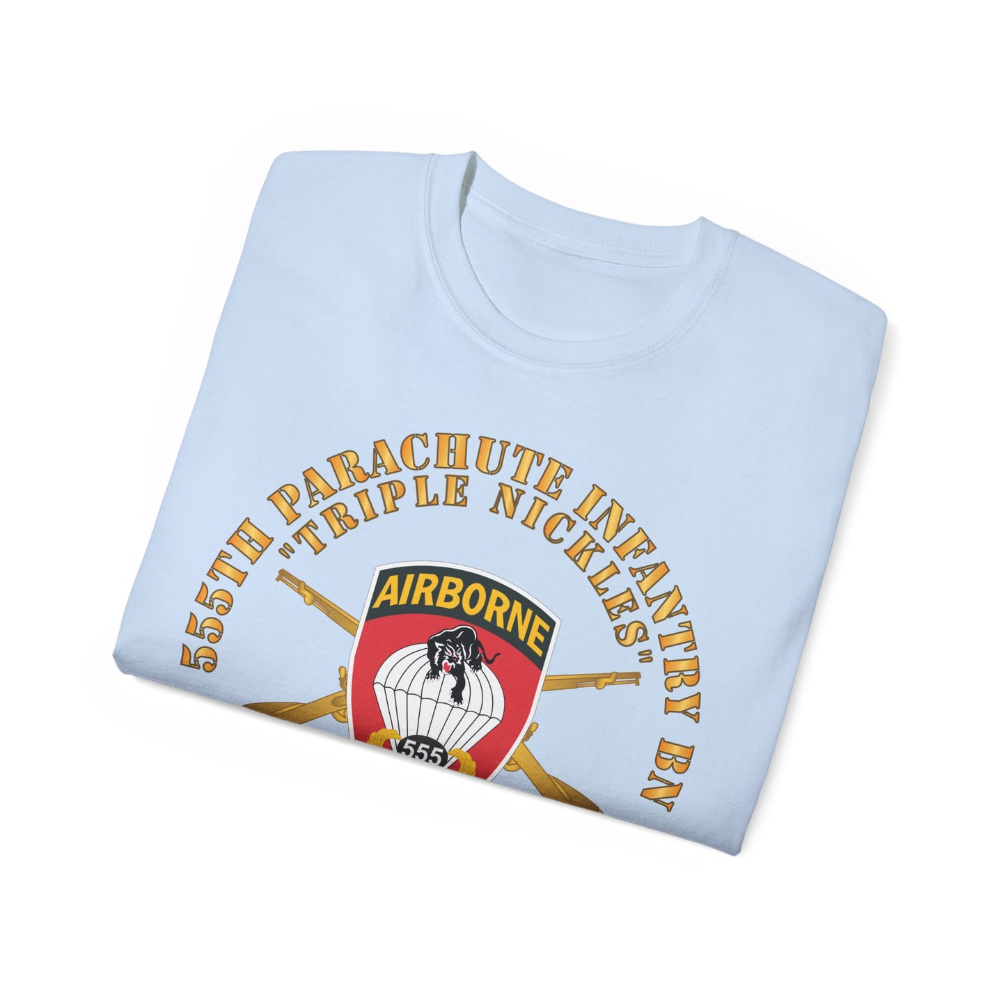 Unisex Ultra Cotton Tee - 555th Infantry Parachute Bn SSI - Triple Nickles - WWII w Infantry Branch