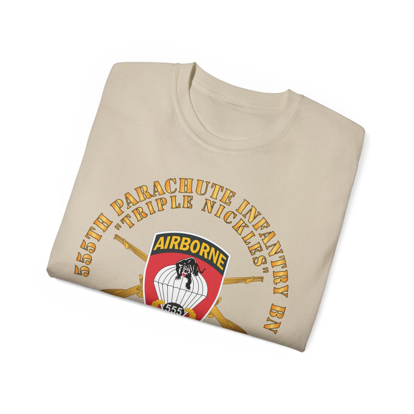 Unisex Ultra Cotton Tee - 555th Infantry Parachute Bn SSI - Triple Nickles - WWII w Infantry Branch