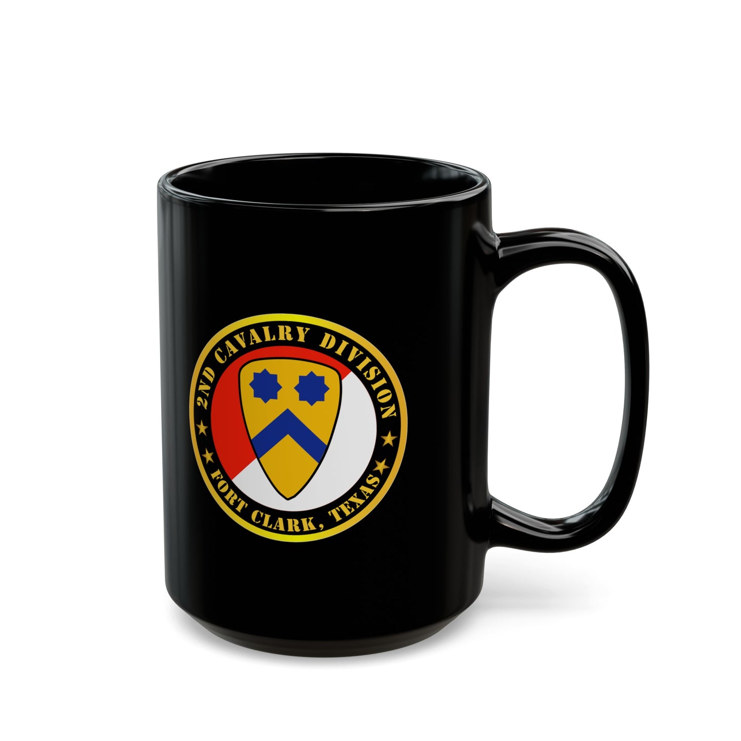Black Mug 15oz - Army - 2nd Cavalry Division - Fort Clark TX