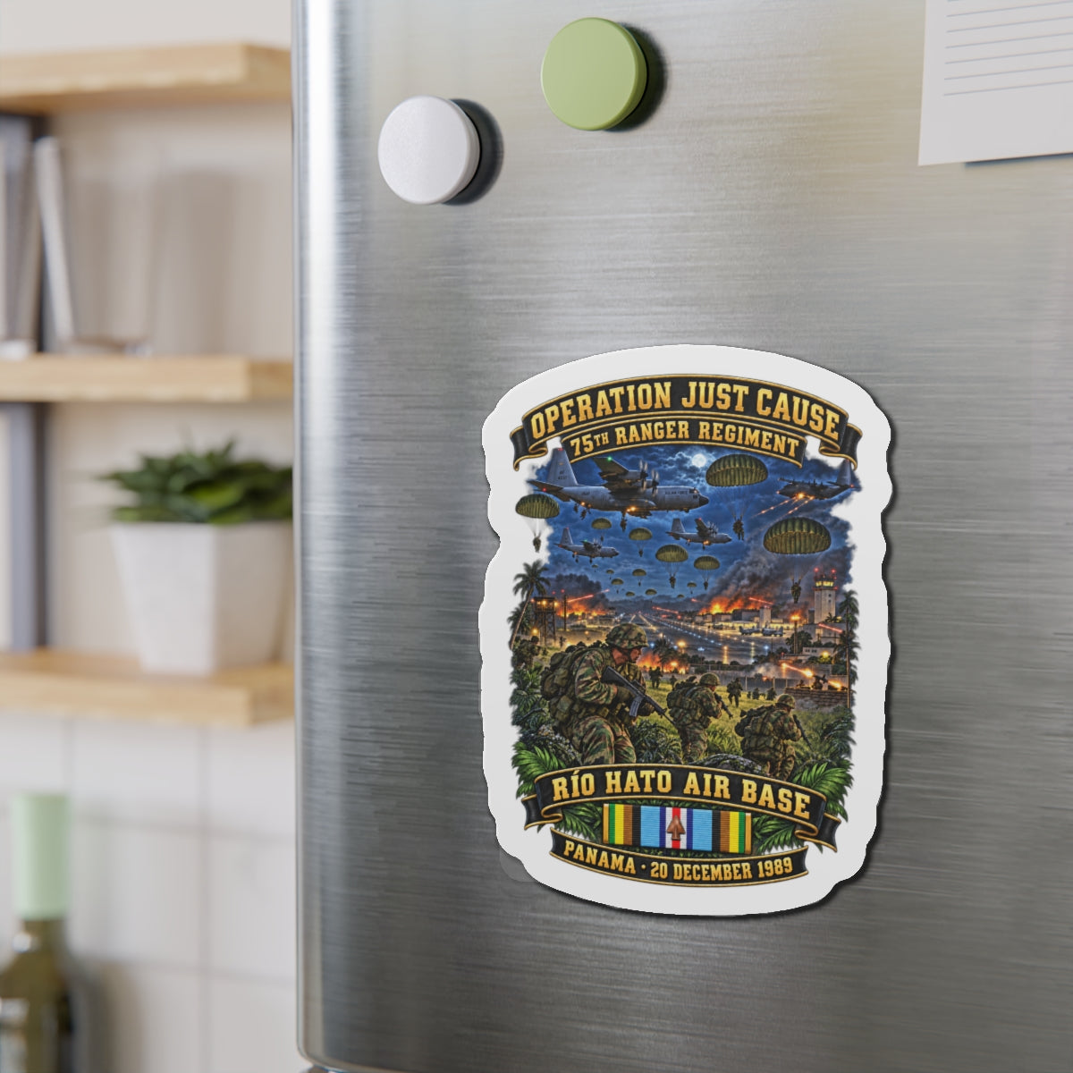 Die-Cut Magnets — SOF - Operation Just Cause - Panama Invasion 1989 - 75th Ranger Rgt - Rio Hato Air Base - 3D - Enhanced