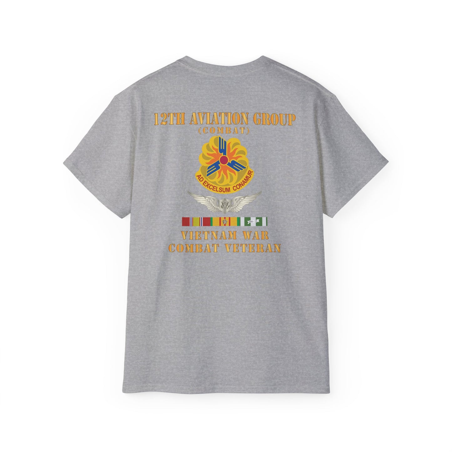 Unisex Ultra Cotton Tee - Army - 12th  AVN Group, Combat -  DUI - Aircrew, Vietnam War - Veteran VN SVC X 300