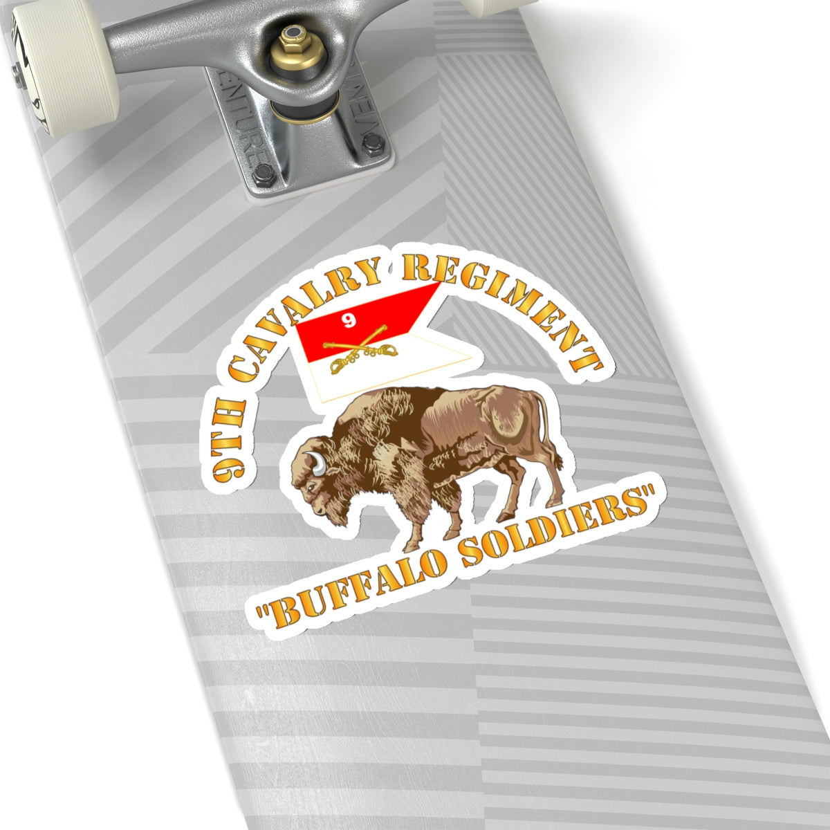 Kiss-Cut Stickers - Army - 9th Cavalry Regiment - Buffalo Soldiers w 9th Cav Guidon