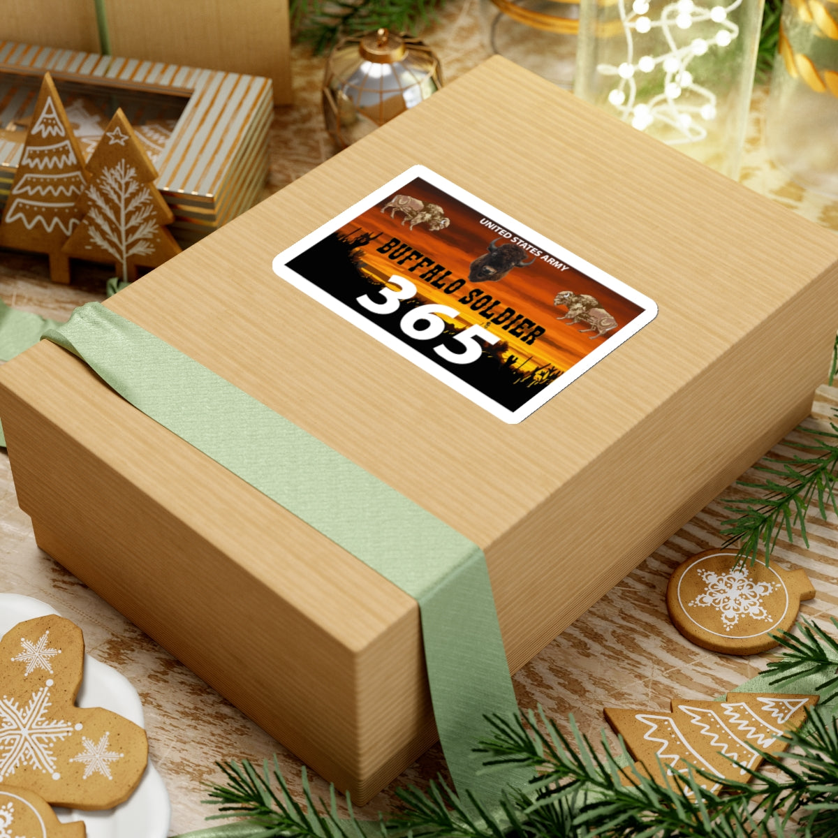 Kiss-Cut Stickers - US Army - Buffalo Soldier - 365 w Buffalo Head Center X 300