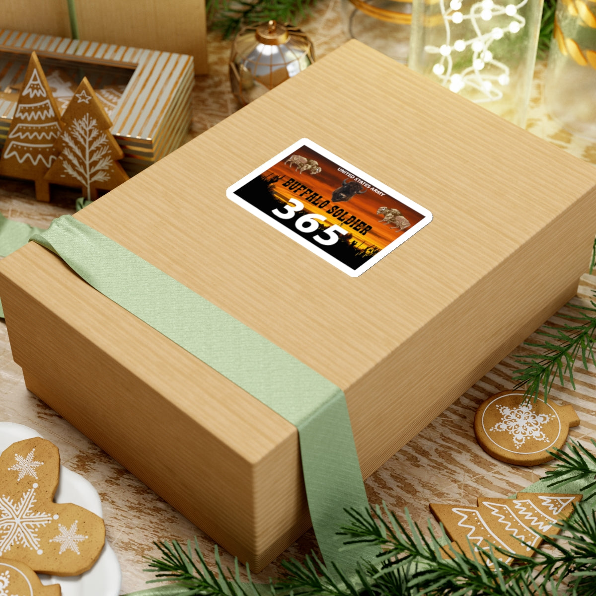 Kiss-Cut Stickers - US Army - Buffalo Soldier - 365 w Buffalo Head Center X 300