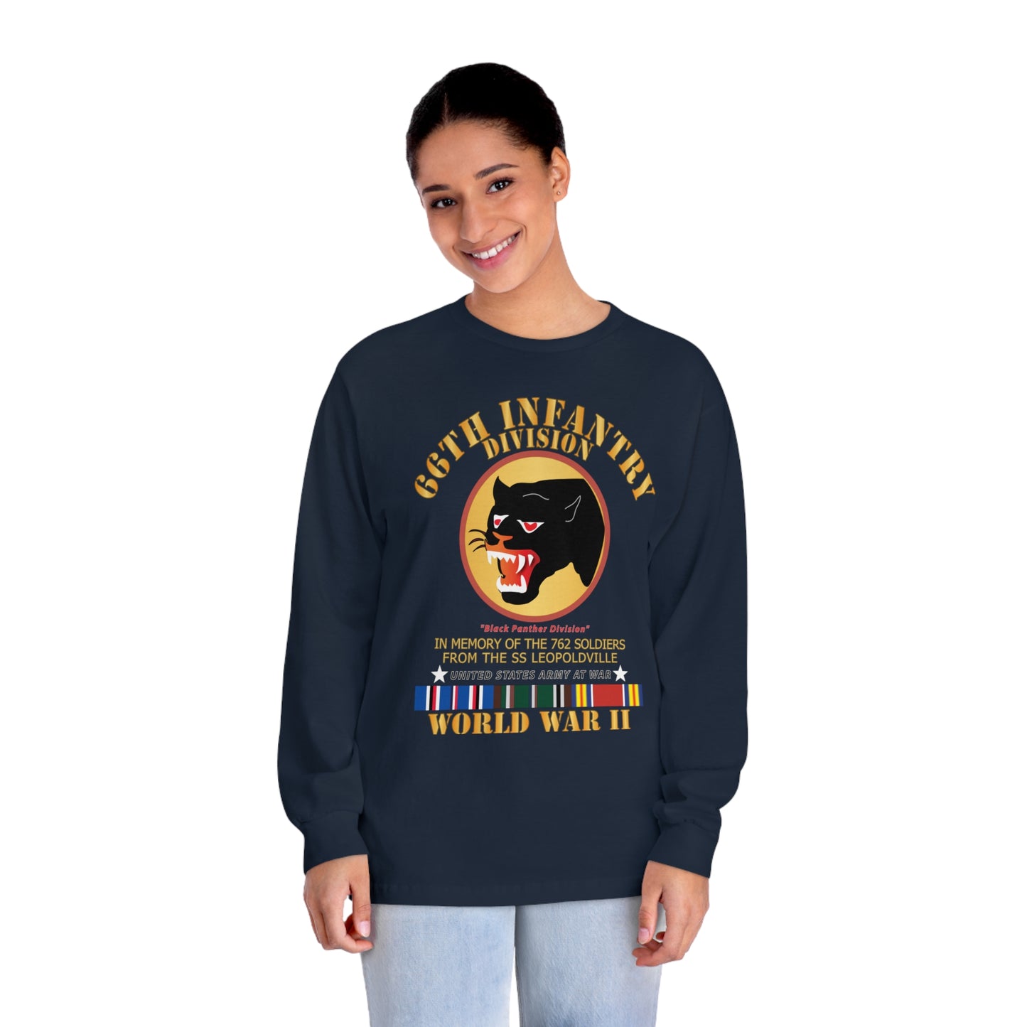 Unisex Classic Long Sleeve T-Shirt - Army - 66th Infantry Div - Black Panther Div - WWII w SS Leopoldville w eu svc v1
