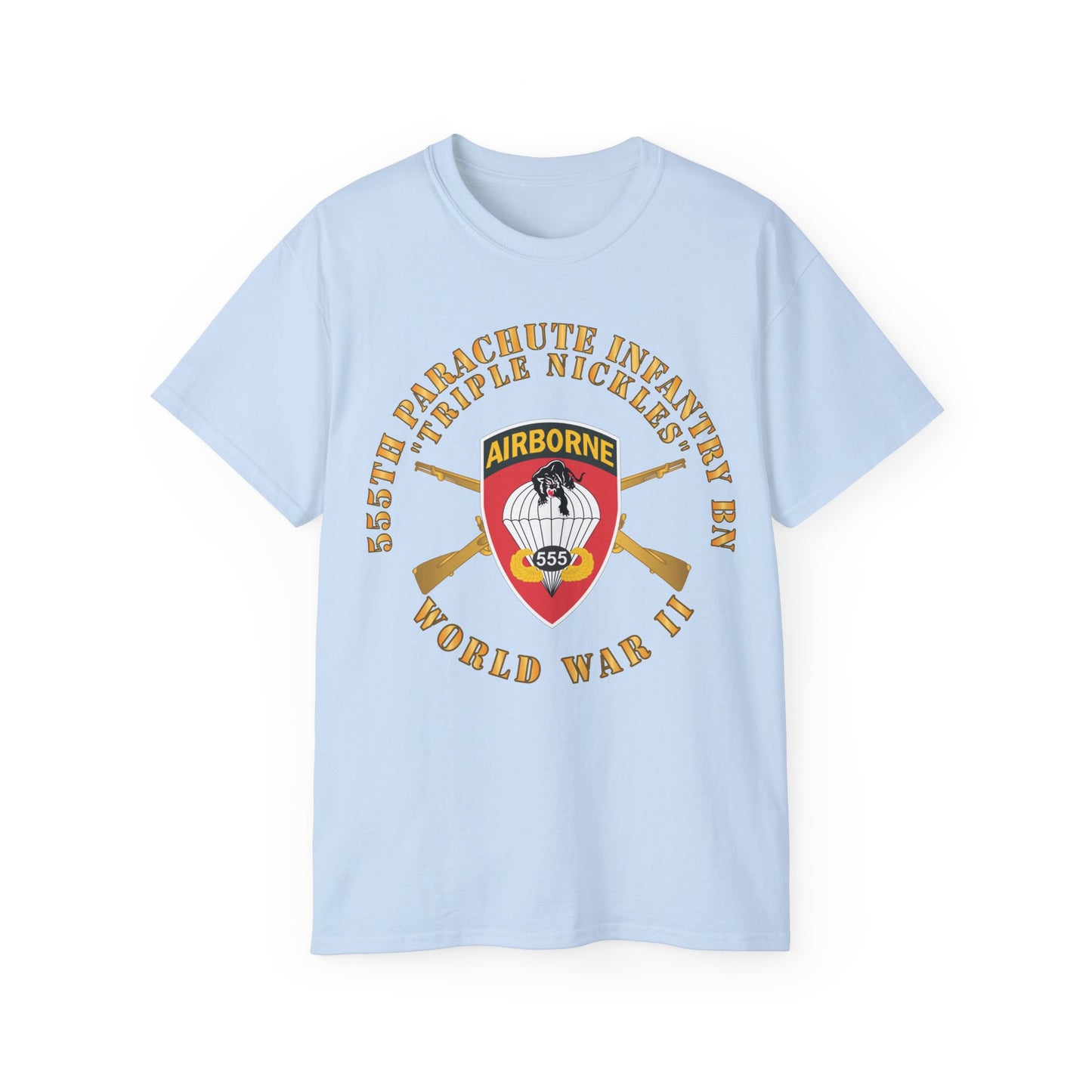 Unisex Ultra Cotton Tee - 555th Infantry Parachute Bn SSI - Triple Nickles - WWII w Infantry Branch