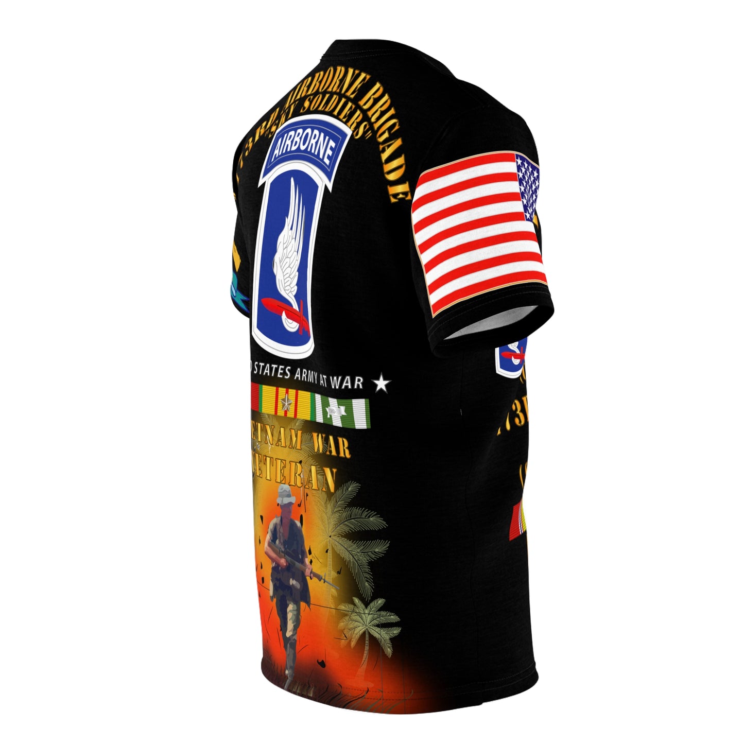 AOP - Army - 173rd Airborne Brigade - Vietnam Veteran - Oval, Combat Jump Star with Vietnam Service Ribbons