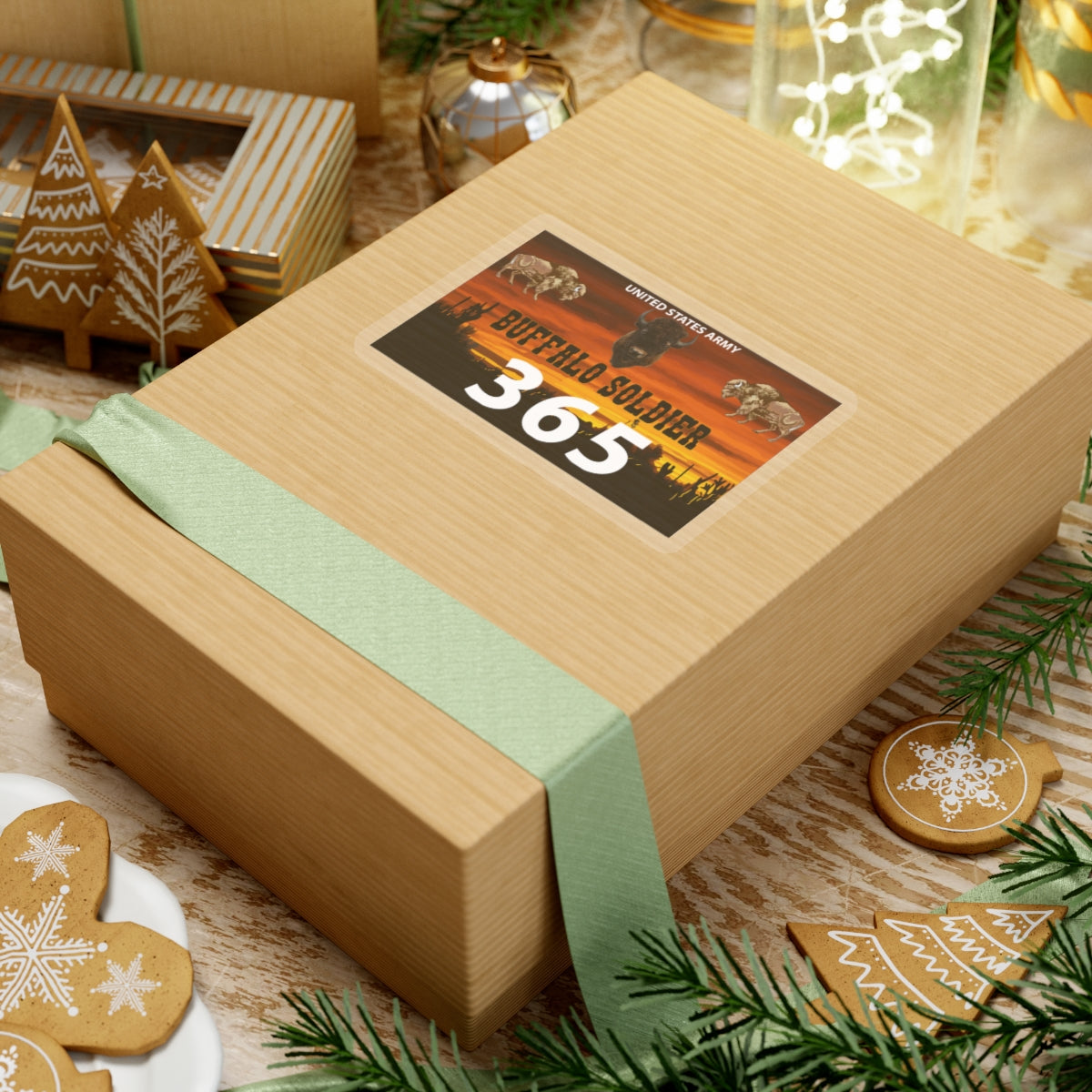 Kiss-Cut Stickers - US Army - Buffalo Soldier - 365 w Buffalo Head Center X 300