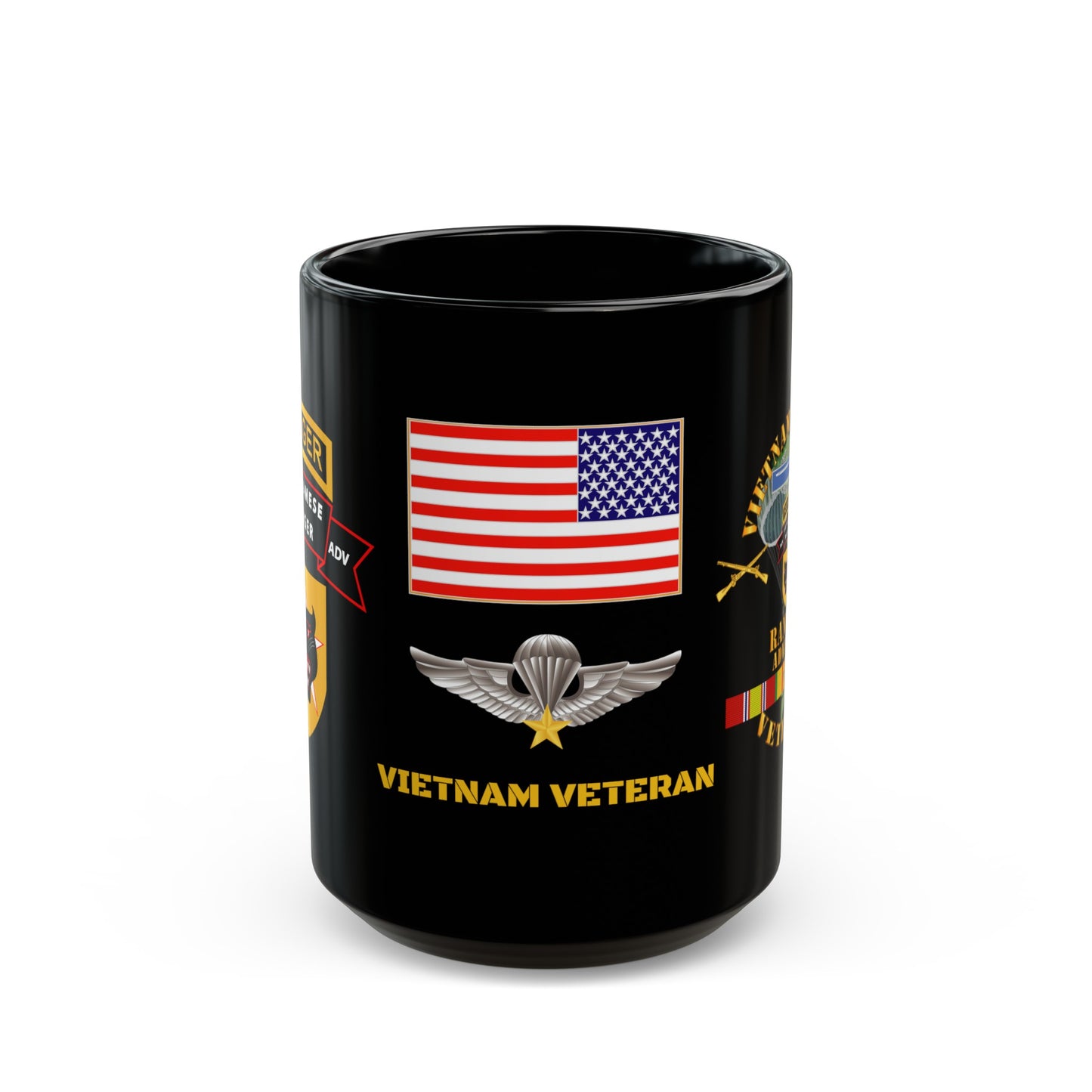 Black Mug 15oz - Army - Ranger Advisor - Vietnam Ranger Forces - Vietnam Veteran