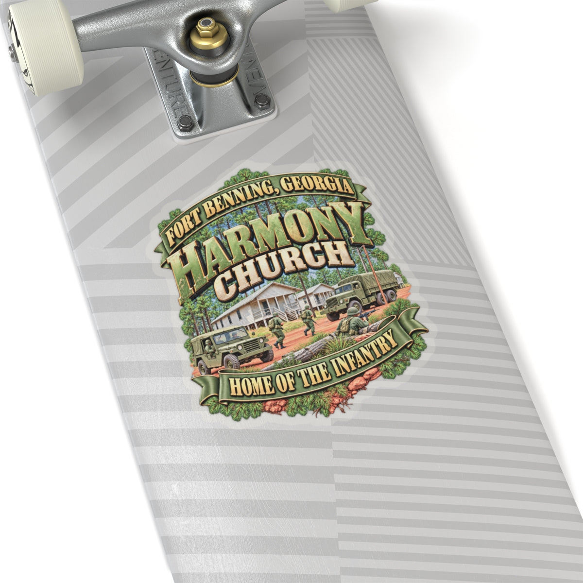 Kiss-Cut Stickers - Fort Benning, Georgia, Harmony Church - Home of the Infantry - 3D - Enhanced