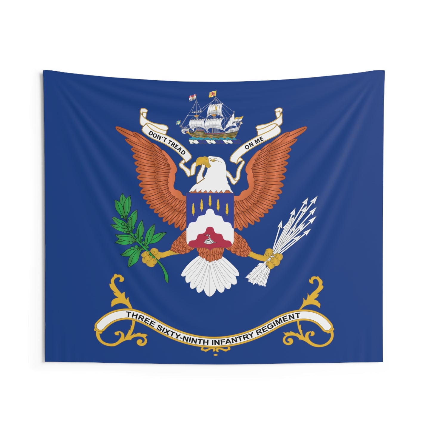 Indoor Wall Tapestries - 369th Infantry Regiment - Don't Tread On Me - "Harlem Hellfighters" - Regimental Colors Tapestry