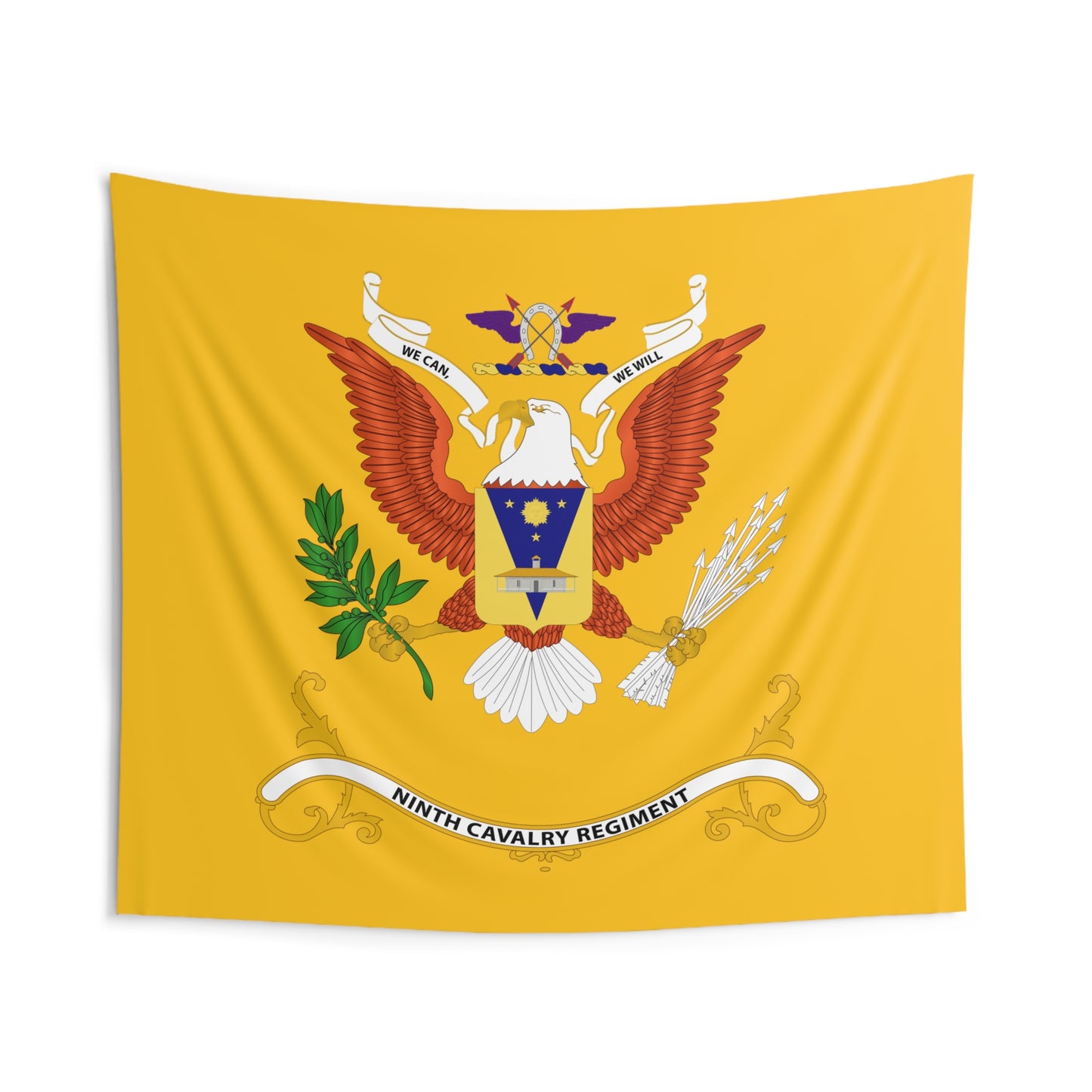 Indoor Wall Tapestries - 9th Cavalry Regiment - We Can, We Will - Regimental Colors Tapestry