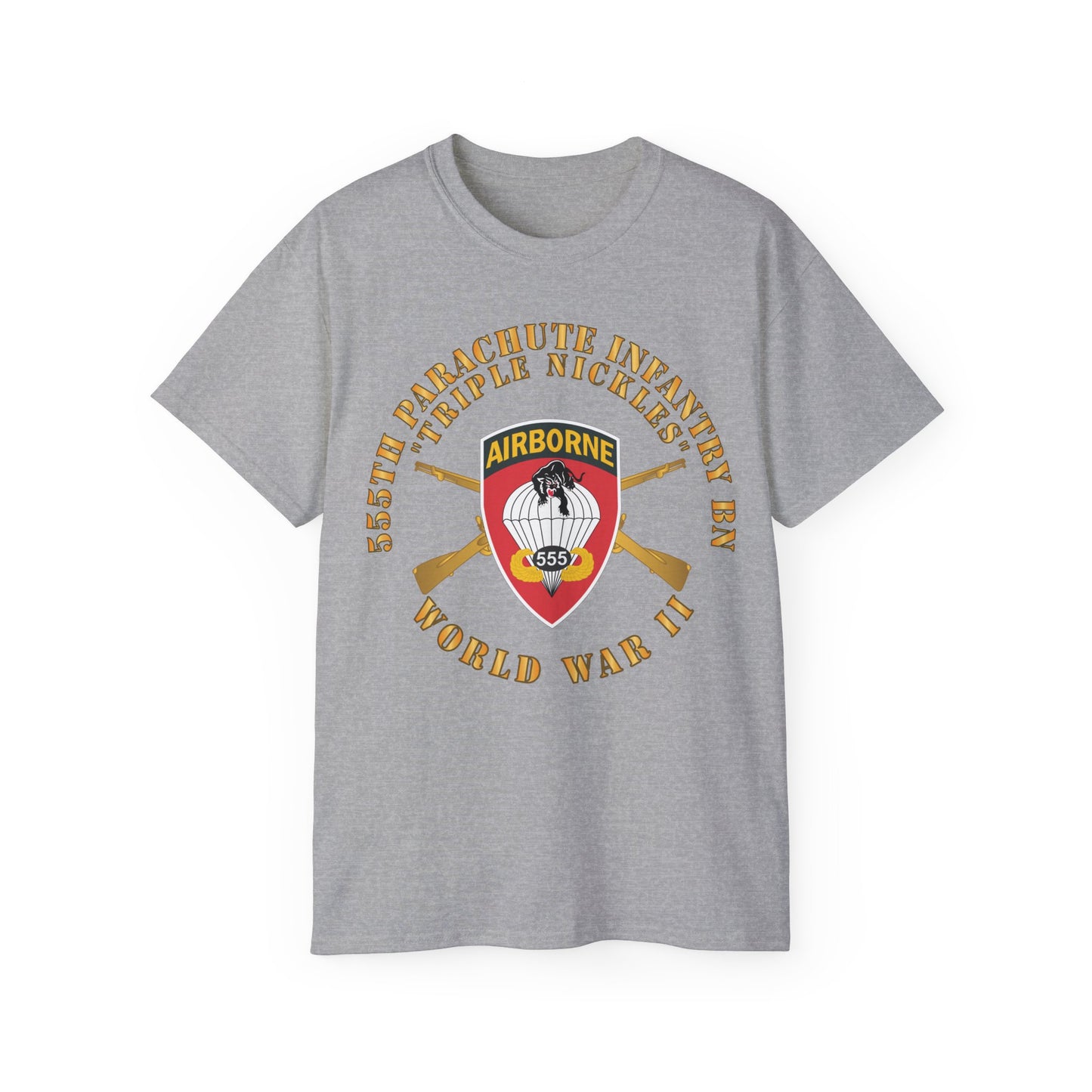 Unisex Ultra Cotton Tee - 555th Infantry Parachute Bn SSI - Triple Nickles - WWII w Infantry Branch