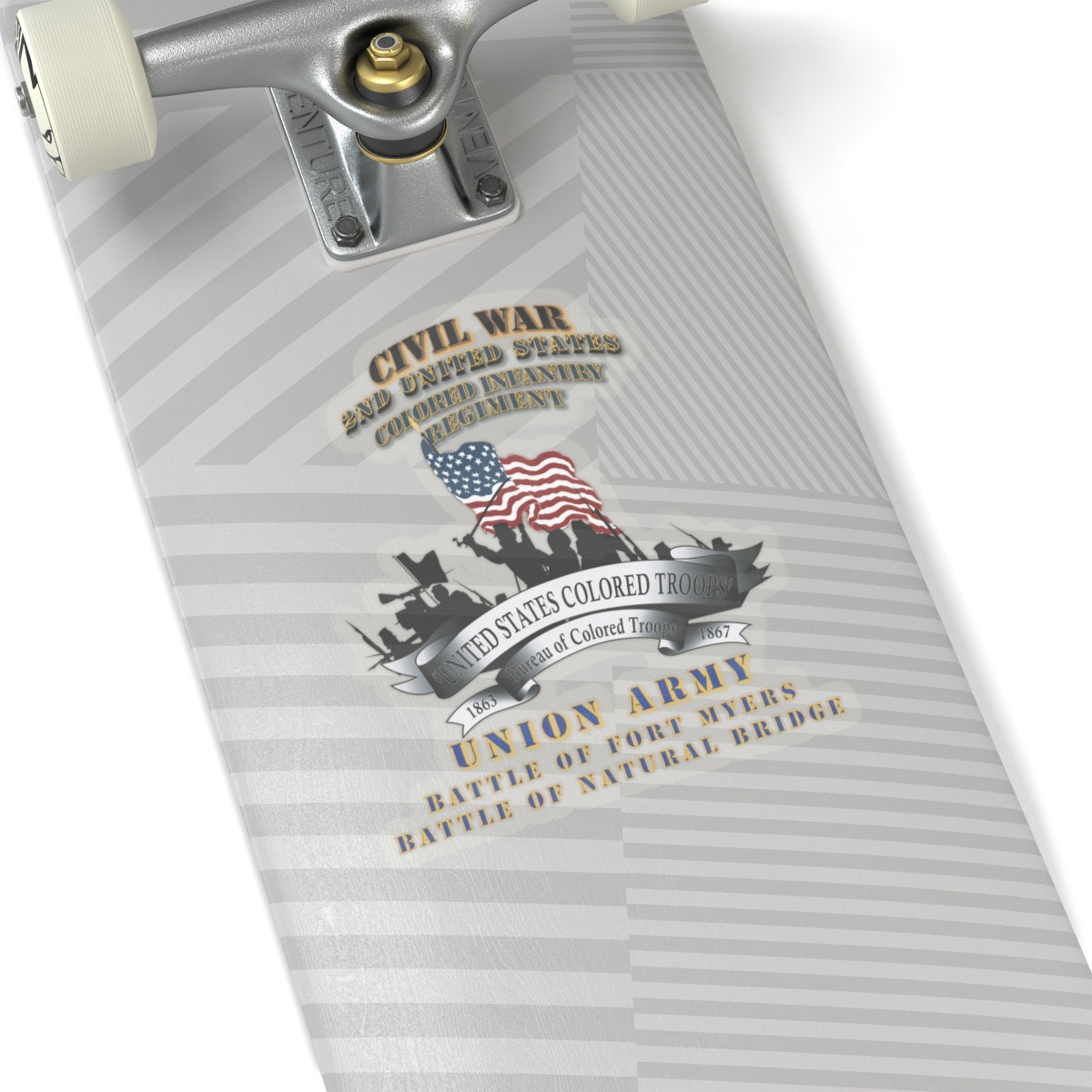 Kiss-Cut Stickers - Civil War - 2nd United States Colored Infantry Regiment with USCT Bureau Banner - USA - Battle X 300