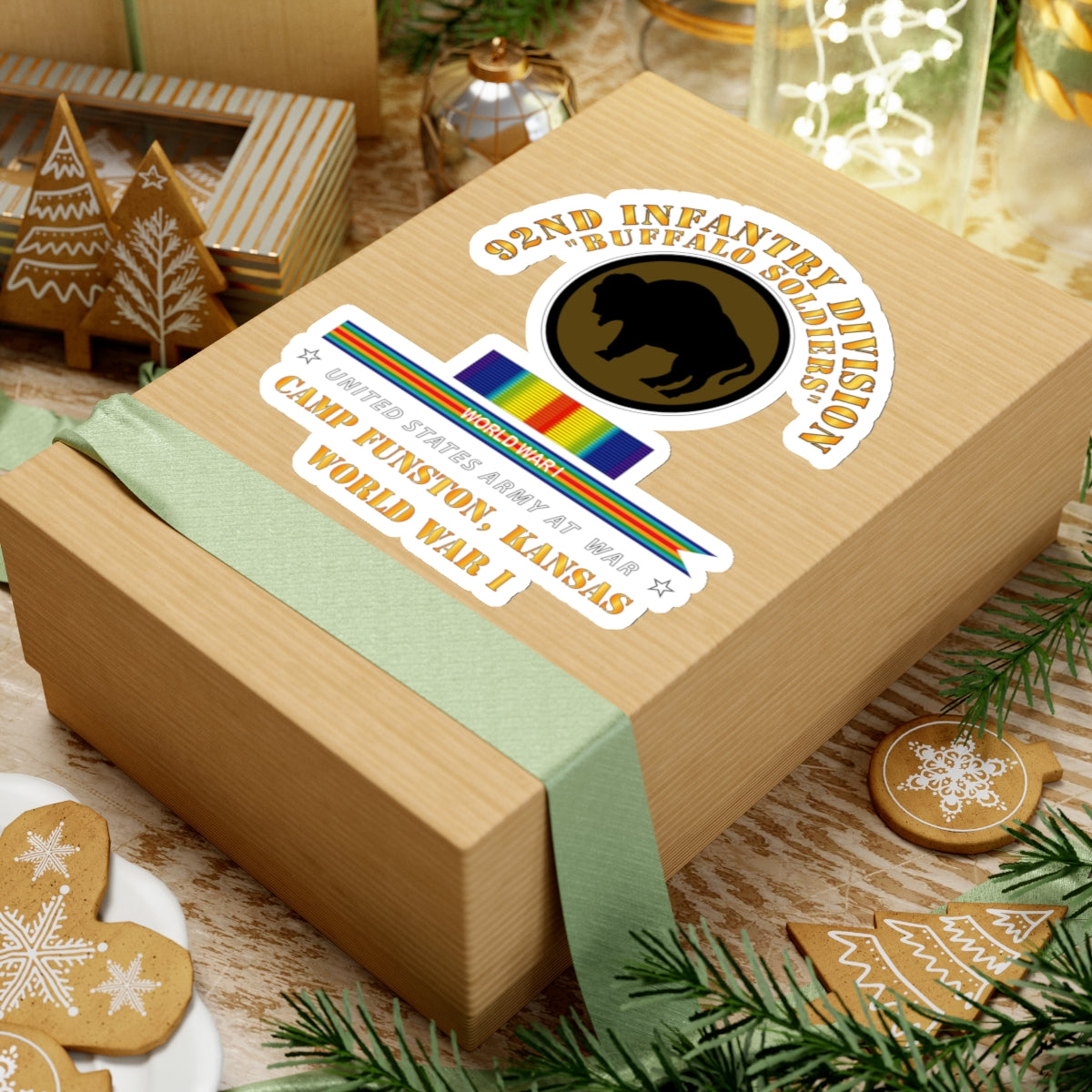 Kiss-Cut Stickers - Army - 92nd Infantry Division - Buffalo Soldiers - Camp Funston Ks - WWI