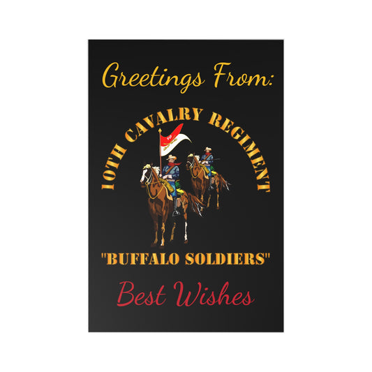 Postcards (7 pcs) - Greetings from: 10th Cavalry Regiment w Cavalrymen "BUFFALO SOLDIERS" - Best Wishes