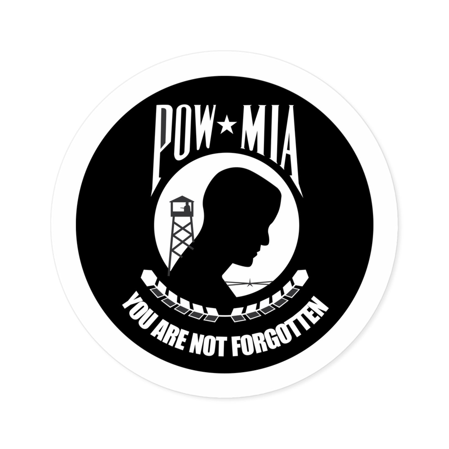 Round Stickers, Indoor\Outdoor POW/MIA Stickers - POWs/MIAs - YOU ARE NOT FORGOTTEN!