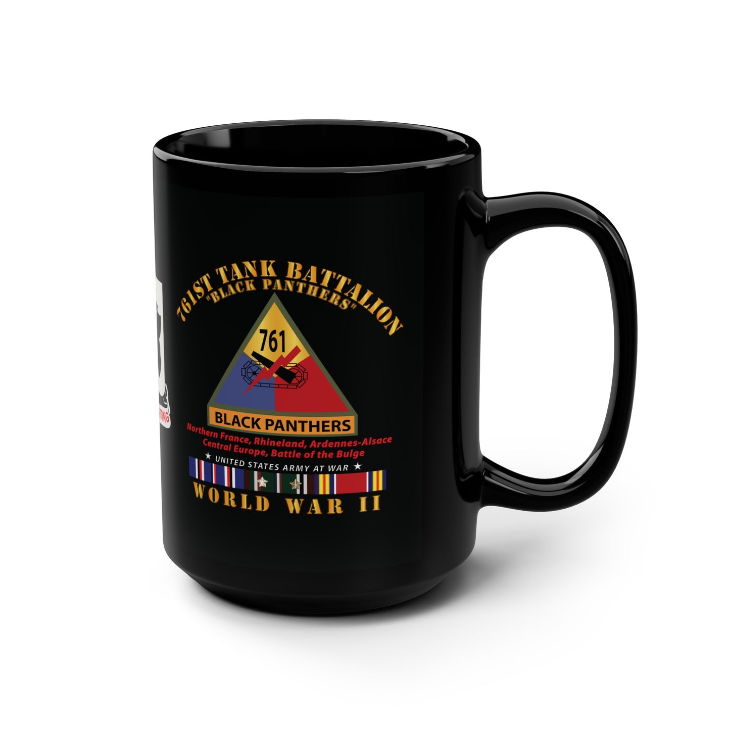 Black Mug 15oz - 761st Tank Battalion - WWII - Black Panthers