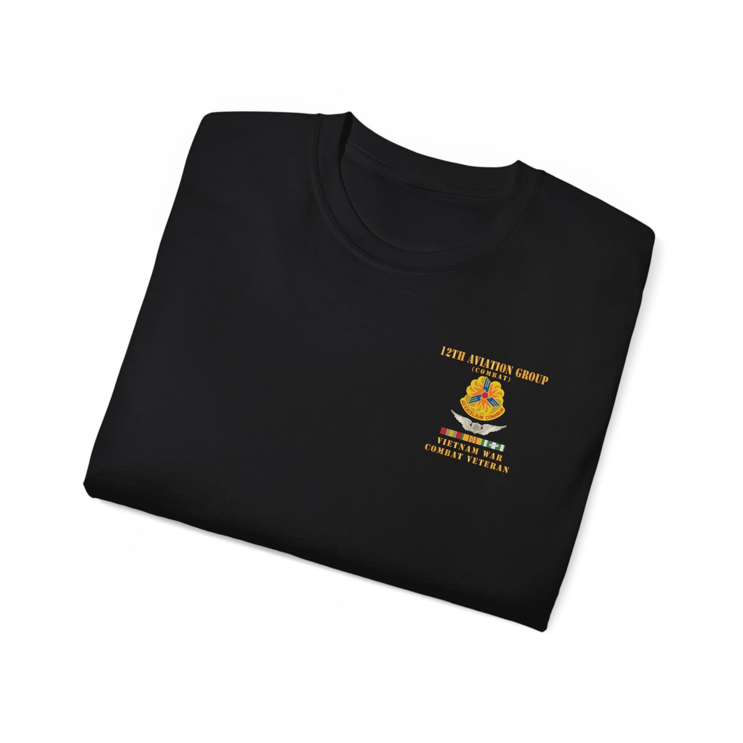 Unisex Ultra Cotton Tee - Army - 12th  AVN Group, Combat -  DUI - Aircrew, Vietnam War - Veteran VN SVC X 300
