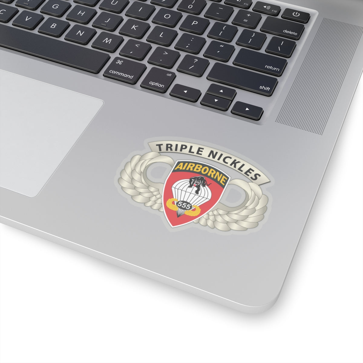 Kiss-Cut Stickers - Army - Airborne Badge - 555th Parachute Infantry Bn - SSI w  Triple NIckles Tab X 300