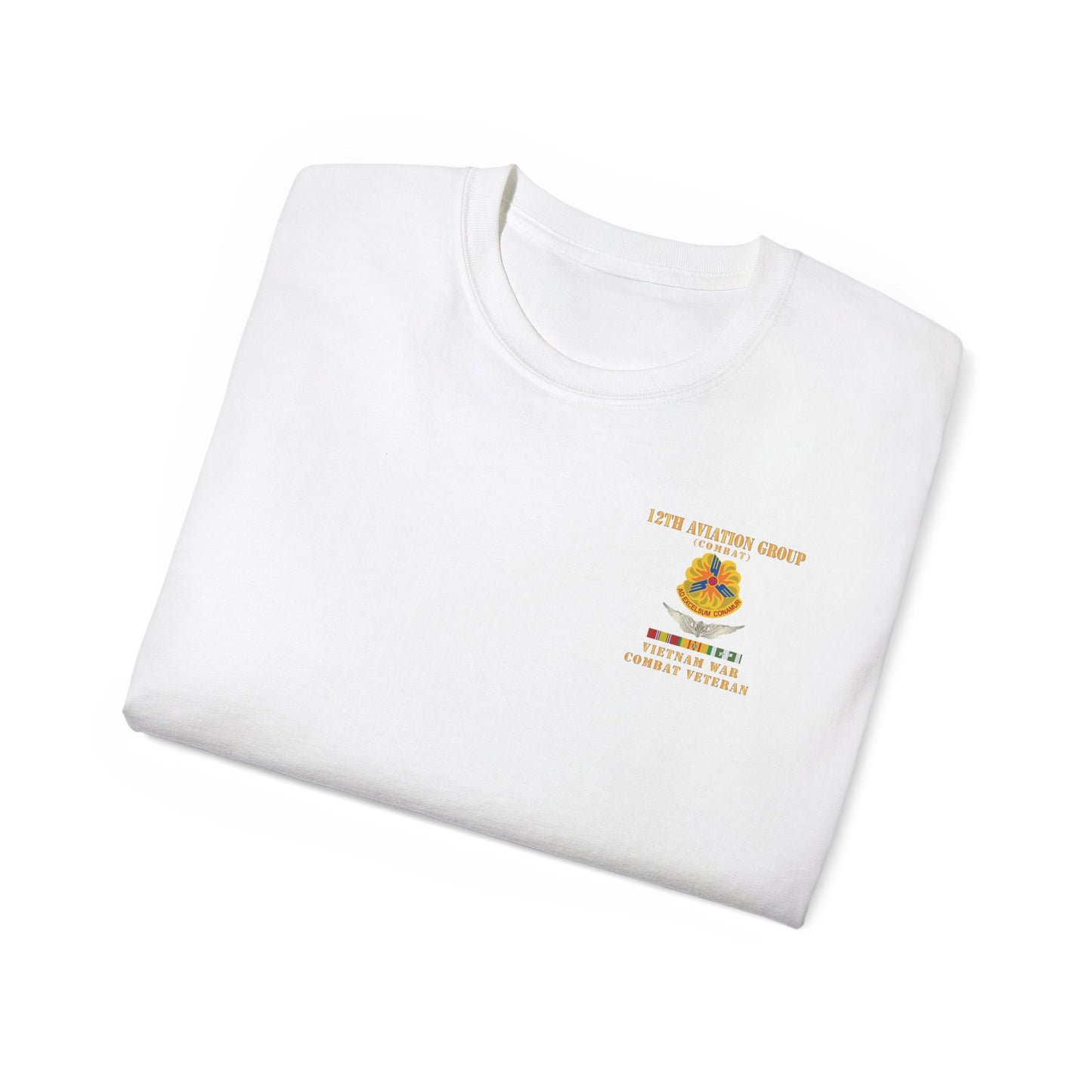 Unisex Ultra Cotton Tee - Army - 12th  AVN Group, Combat -  DUI - Aircrew, Vietnam War - Veteran VN SVC X 300