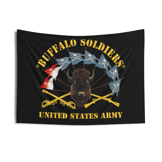 Indoor Wall Tapestries - Army - Buffalo Soldiers - Infantry - Cavalry Guidons w Buffalo Head - US Army X 300