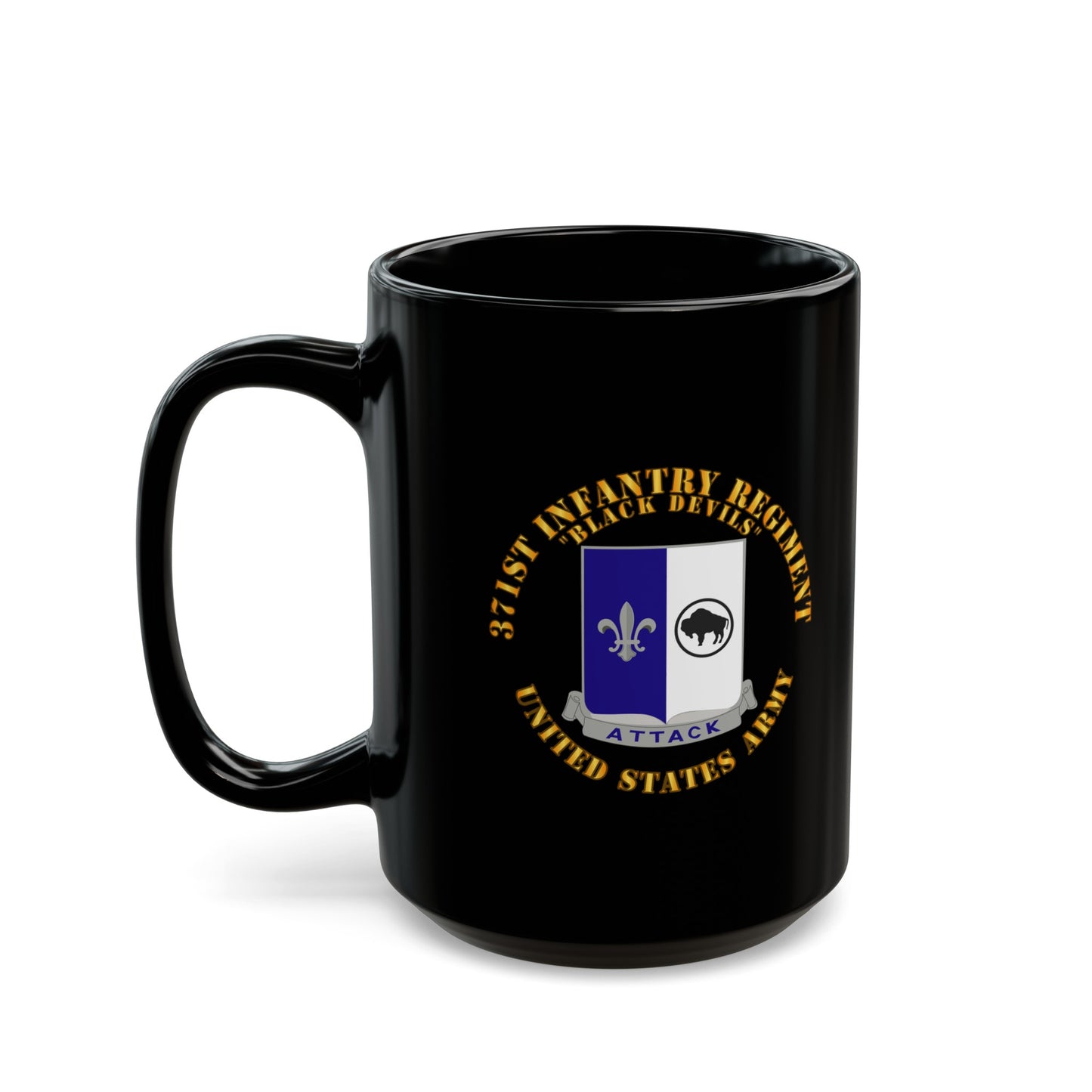Black Mug 15oz - Army - 371st Infantry Regiment - DUI (V0) - Black Devils
