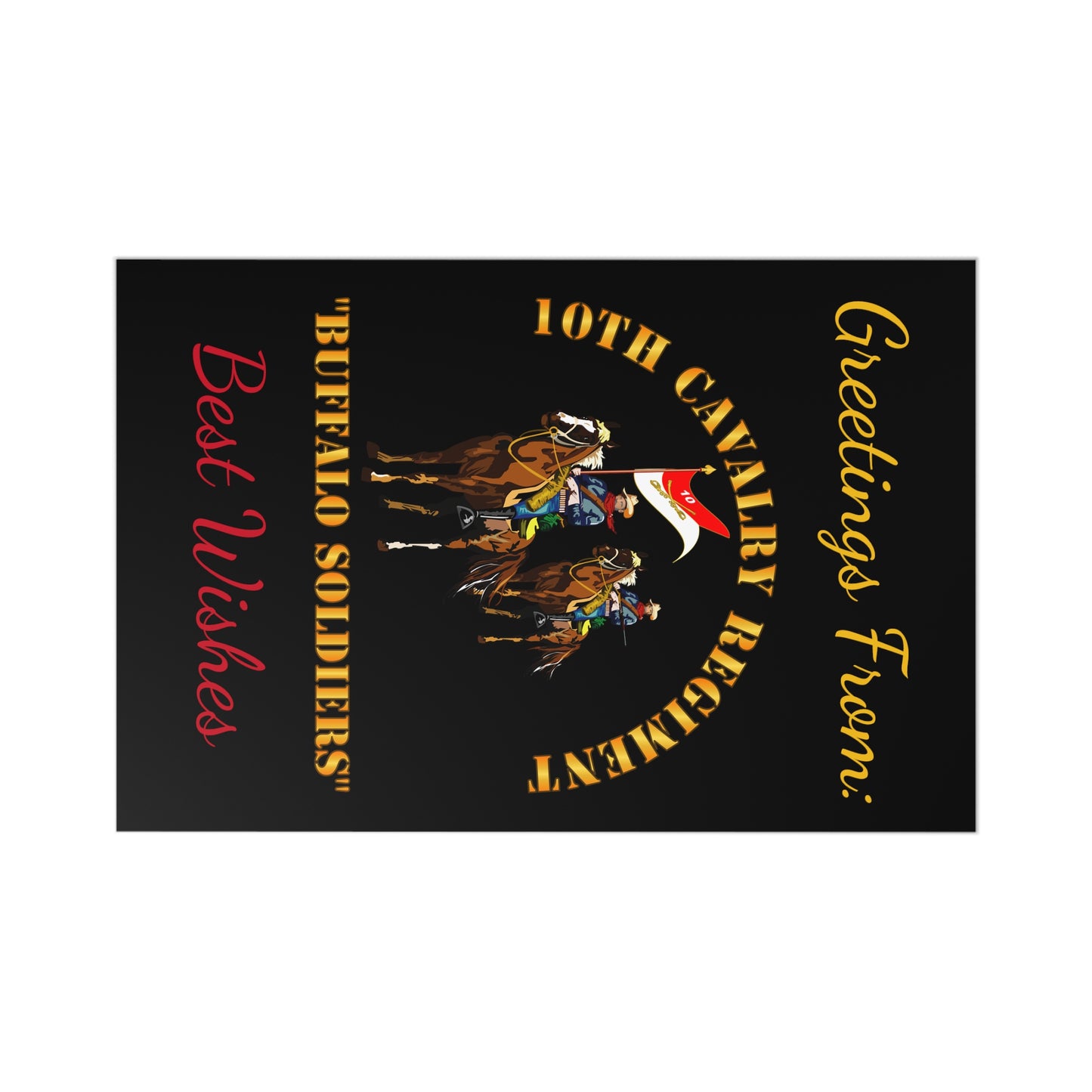Postcards (7 pcs) - Greetings from: 10th Cavalry Regiment w Cavalrymen "BUFFALO SOLDIERS" - Best Wishes