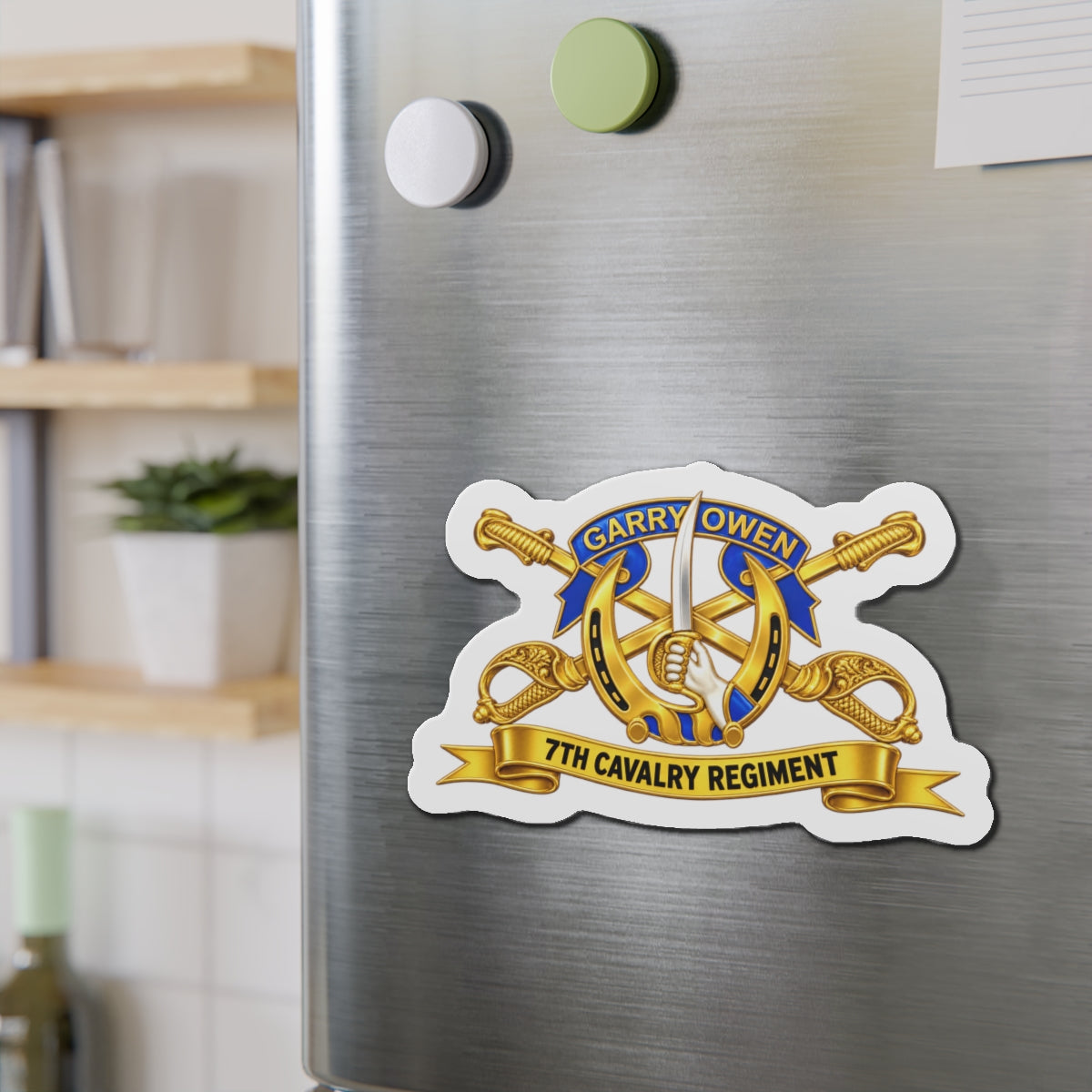Die-Cut Magnets — 7th Cavalry Regiment - DUI, Br, Ribbon wo Scene - 3D - Transparent