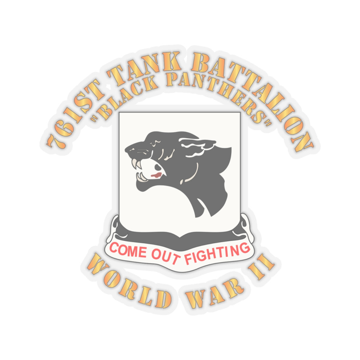 Kiss-Cut Stickers - Army - 761st Tank Battalion - Black Panthers - WWII