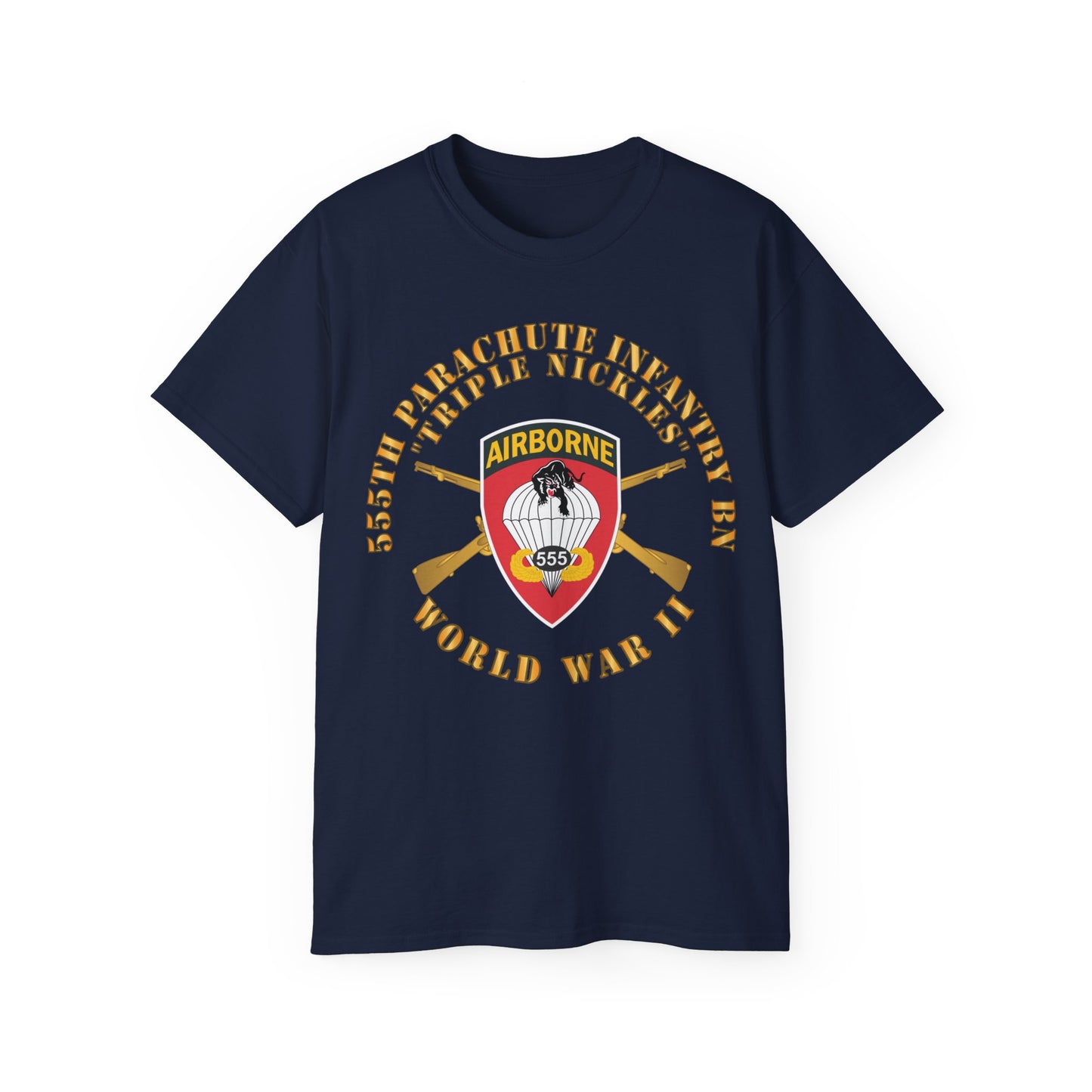 Unisex Ultra Cotton Tee - 555th Infantry Parachute Bn SSI - Triple Nickles - WWII w Infantry Branch