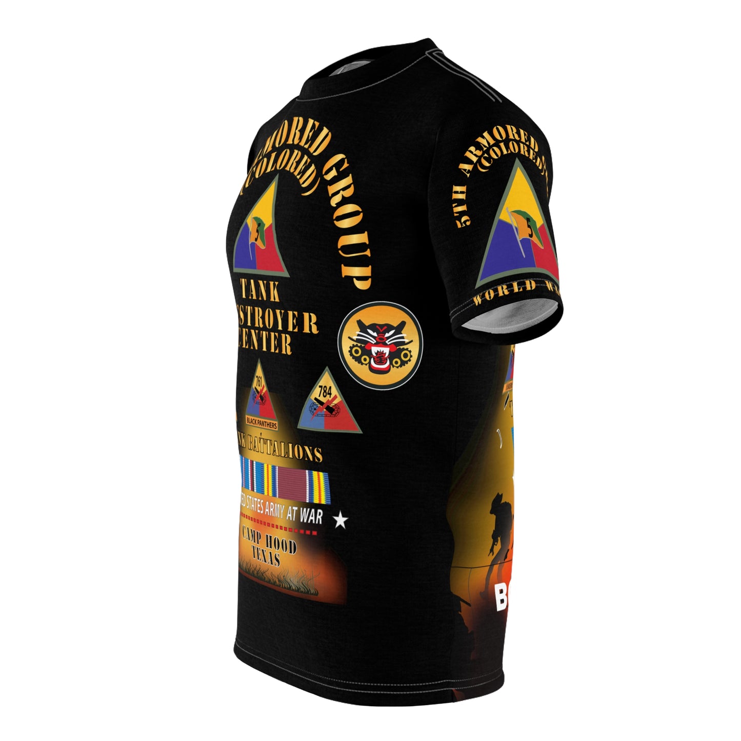 Unisex All Over Print - 5th Armored Group (Colored) - Camp Hood, TX - Tank Destroyer Center with Unit Crest and Patches - Born of War