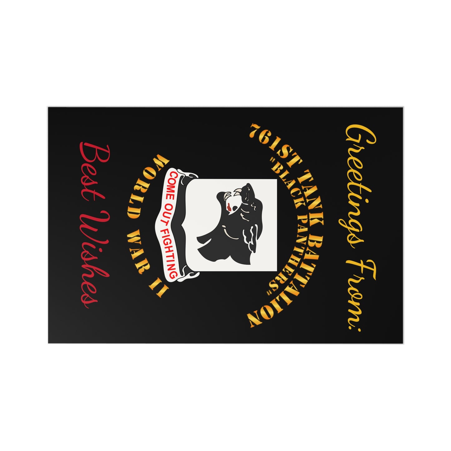 Postcards (7 pcs) - Greetings from: 761st Tank Battalion "Black Panthers" - Best Wishes