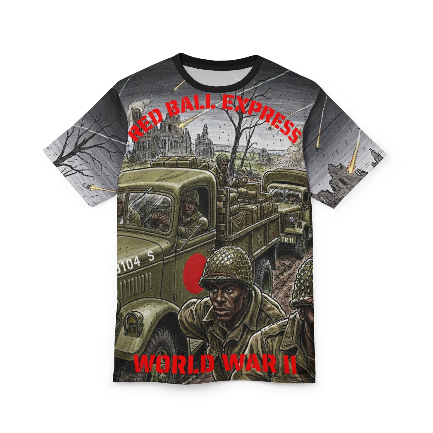 All Over Print Unisex Tee - Red Ball Express - World War II - Keep em Rolling