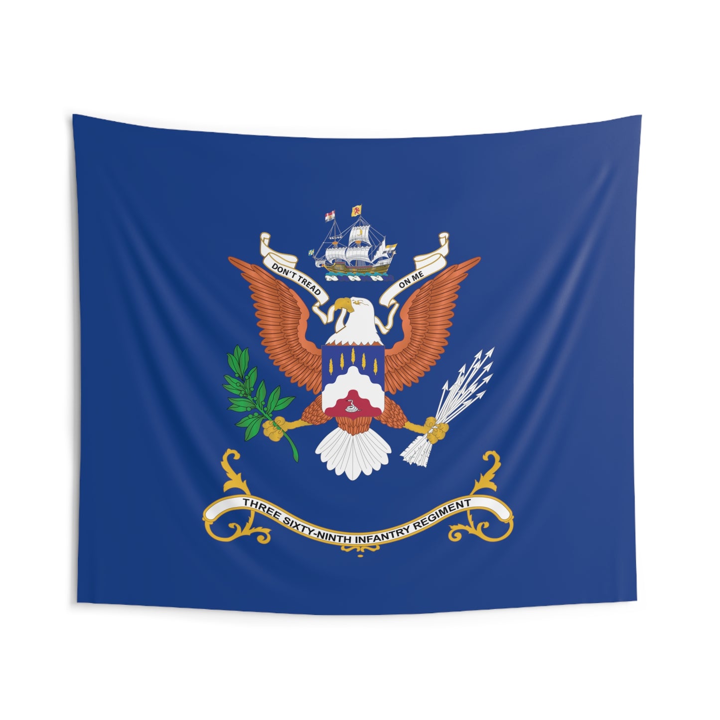 Indoor Wall Tapestries - 369th Infantry Regiment - Don't Tread On Me - "Harlem Hellfighters" - Regimental Colors Tapestry