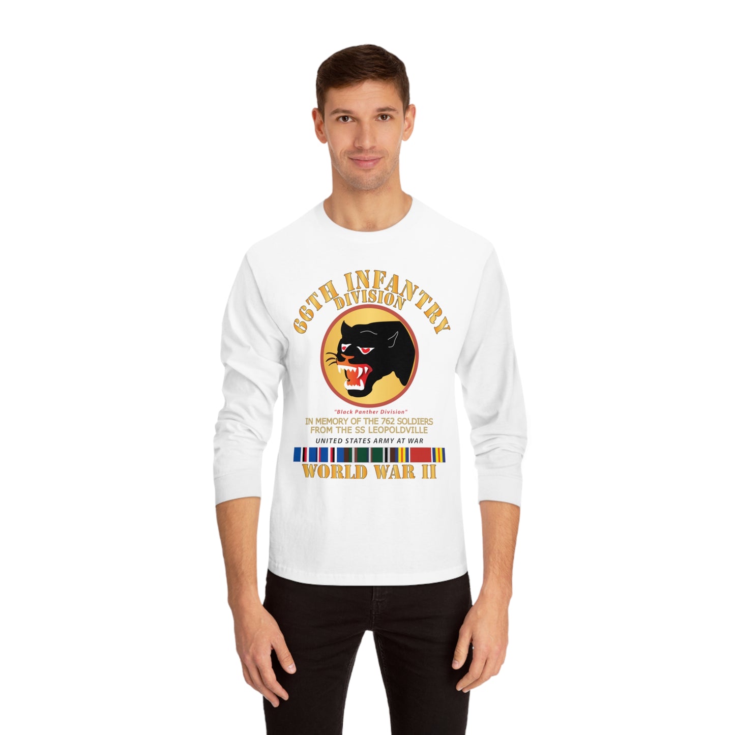 Unisex Classic Long Sleeve T-Shirt - Army - 66th Infantry Div - Black Panther Div - WWII w SS Leopoldville w eu svc v1