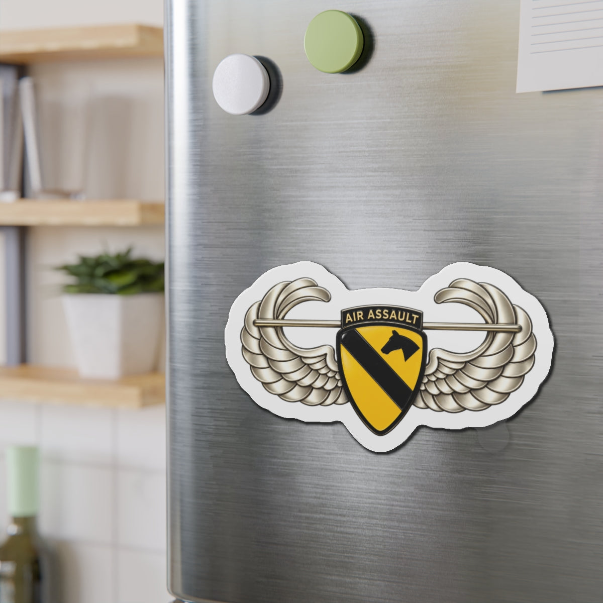 Die-Cut Magnets — 1st Cavalry Division w Air Assault Tab on Airborne Badge wo Txt - 3D - Transparent