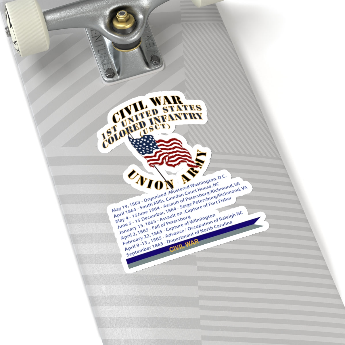 Kiss-Cut Stickers - Civil War - 1st United States Colored Infantry (USCT) - USA w Streamer Civil War X 300