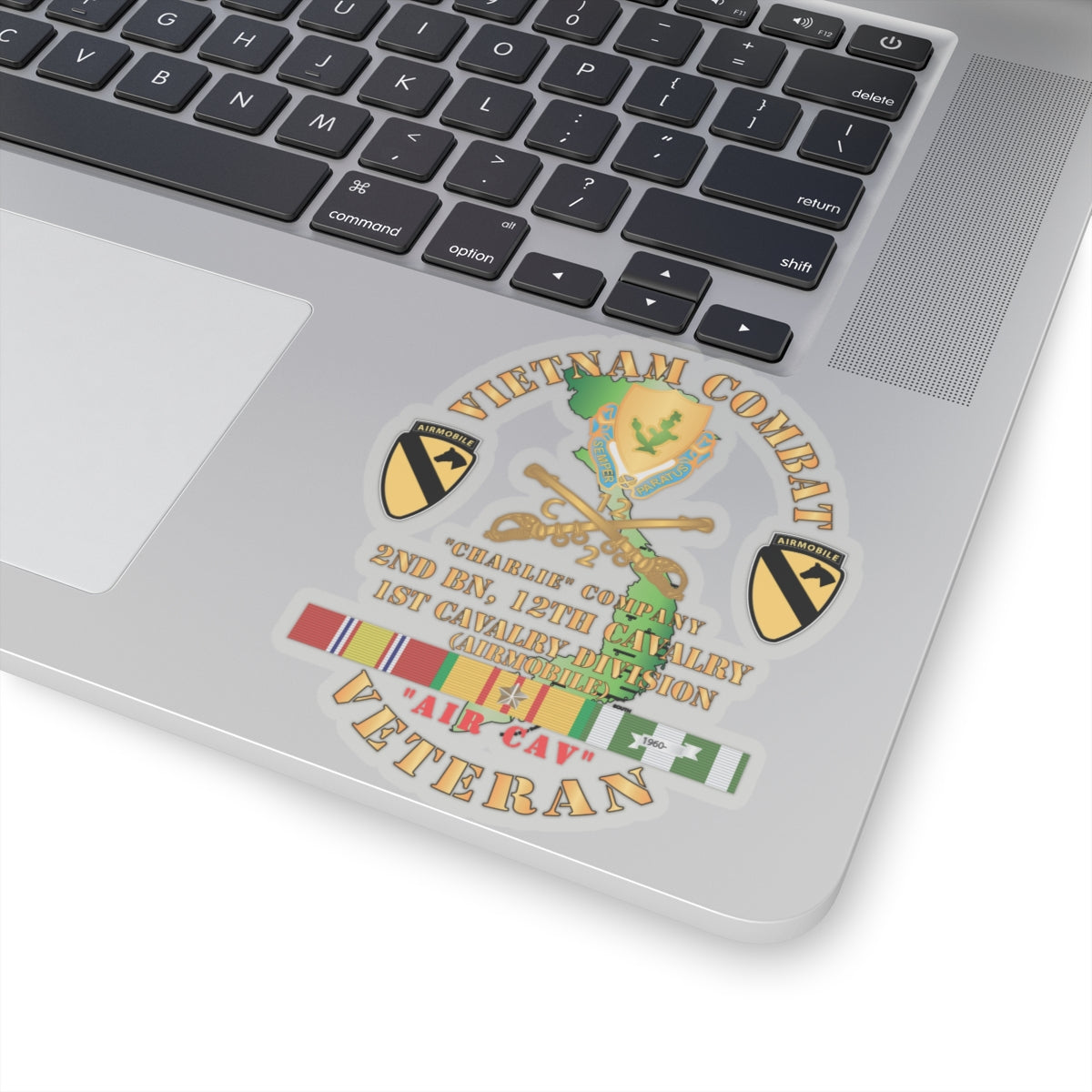 Kiss-Cut Stickers - Army - Vietnam Combat Cavalry Veteran w C Company 2nd Bn 12th Cav DUI - 1st Cav Div X 3000